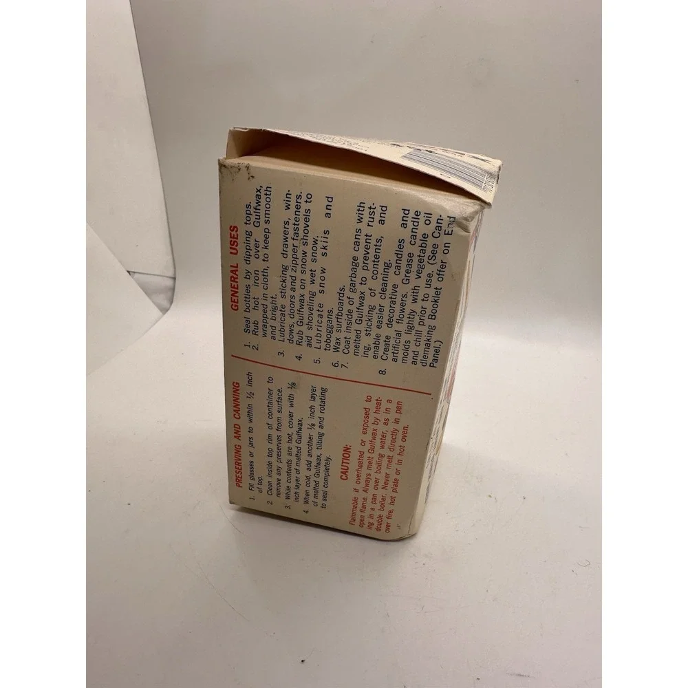Vintage Gulfwax Household Paraffin Wax Partial Box 2 Cakes‎ Gulf Oil Canning